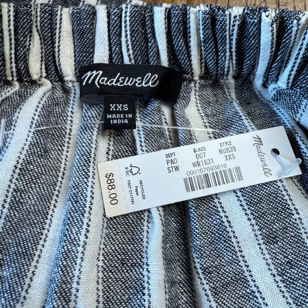 Madewell Women Square-Neck Linen Blend Striped Sleeve Top NWT Coastal Chic XXSd - Picture 5 of 6